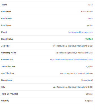 Zentdata lead data interface example